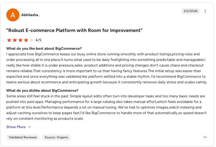 bigcommerce g2 review