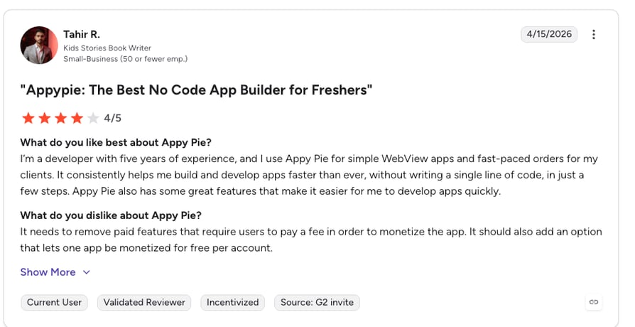 appy pie g2 review