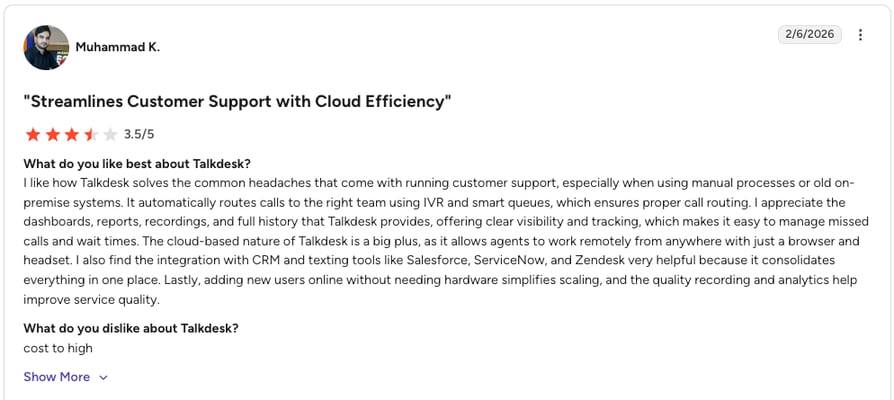 talkdesk g2 review