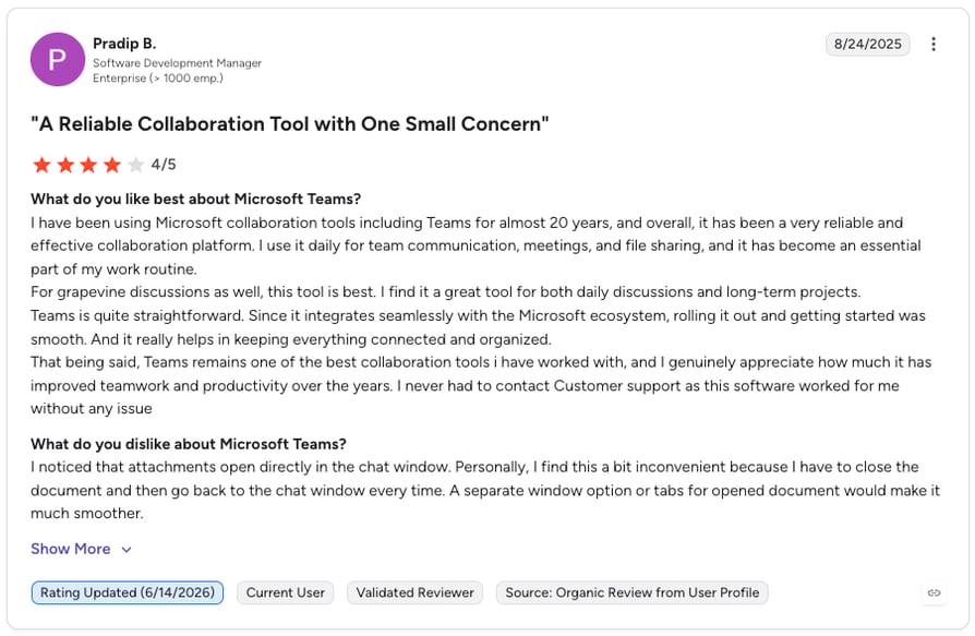 microsoft teams g2 review