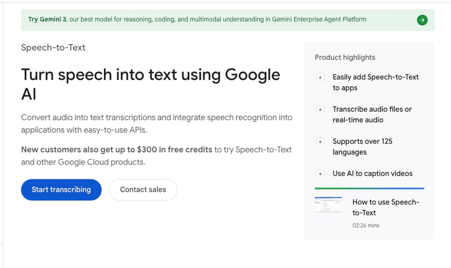 google cloud speech to text