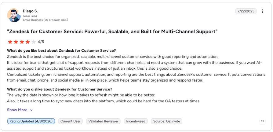zendesk g2 review