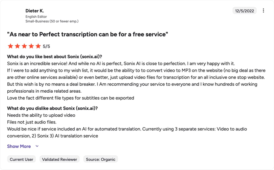sonix g2 review rating summary