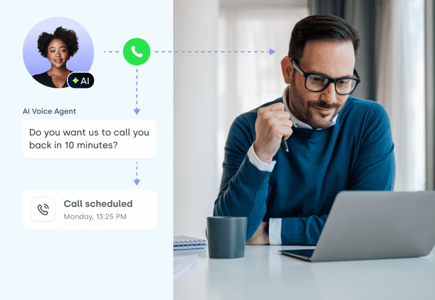 AI receptionist offering a callback screenshot
