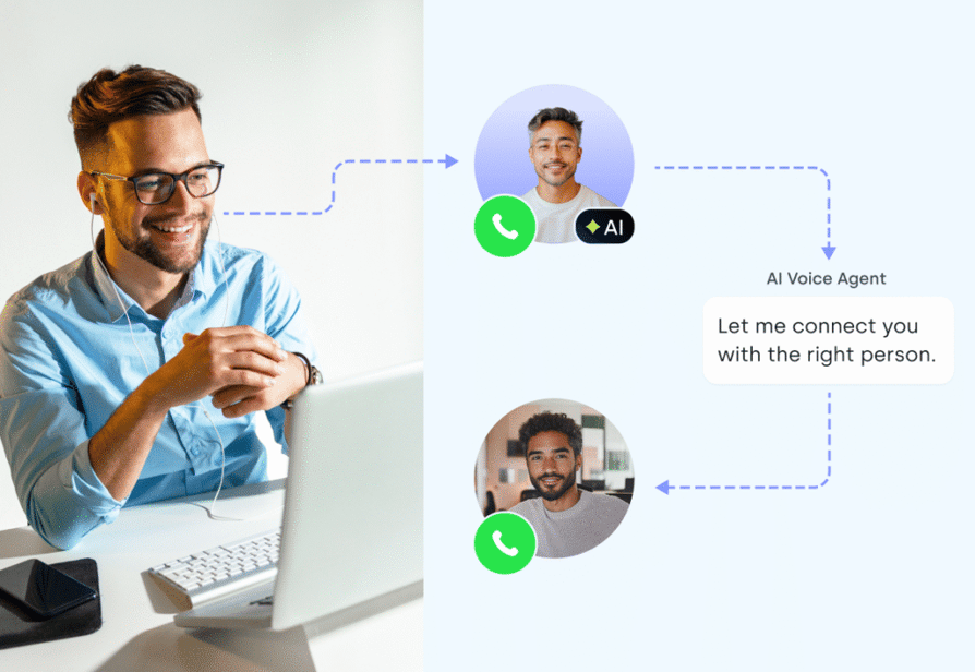 AI receptionist escalating a call to a human agent screenshot