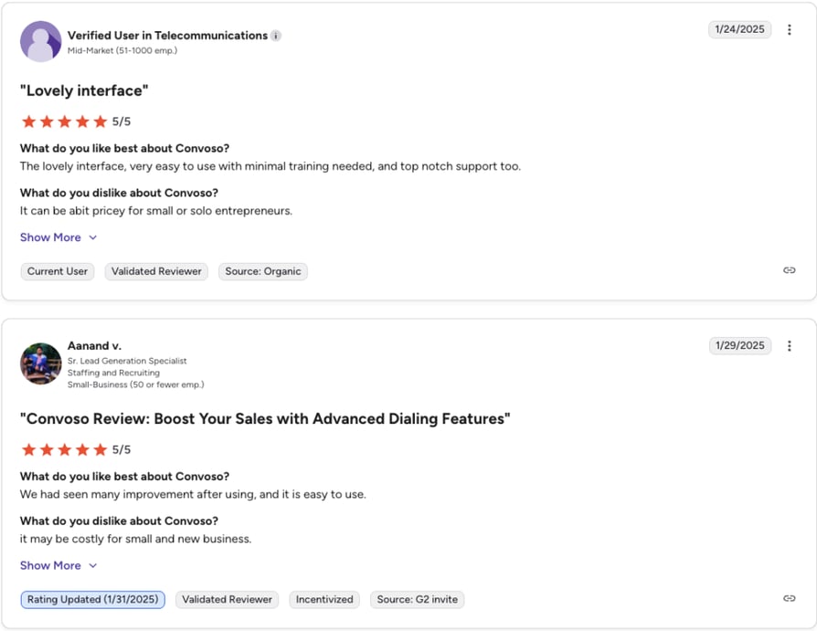 convoso pricing review screenshot g2