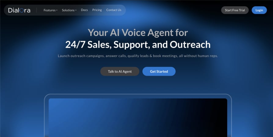 Dialora AI voice receptionist screenshot