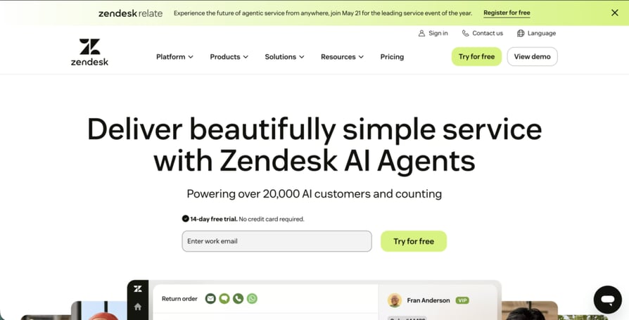 Zendesk Sell scheduling and ticketing screenshot