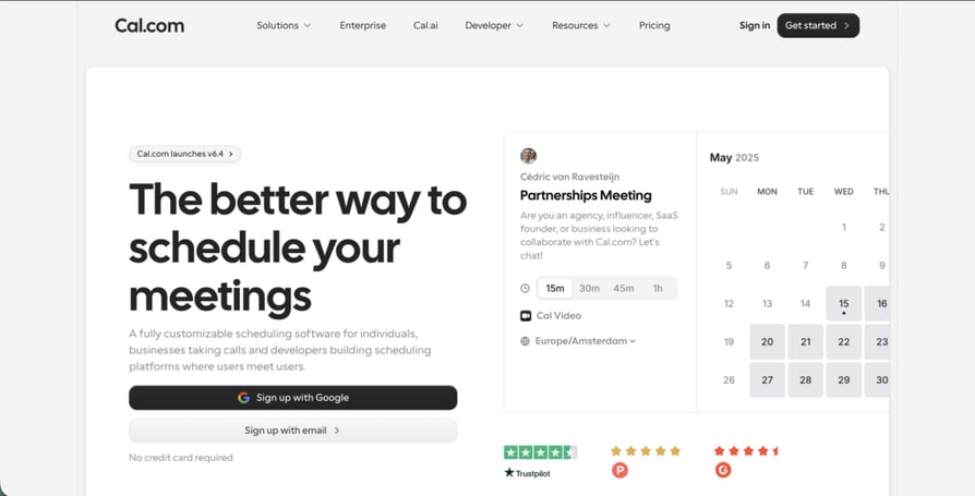 Cal.com open-source scheduling infrastructure screenshot