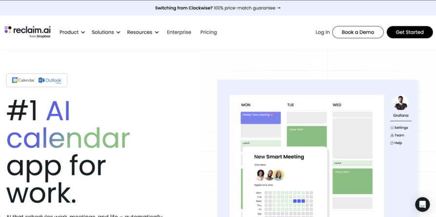 Reclaim.ai smart calendar habits screenshot
