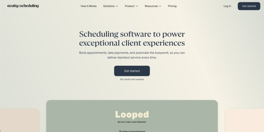 Acuity Scheduling intake and booking screenshot