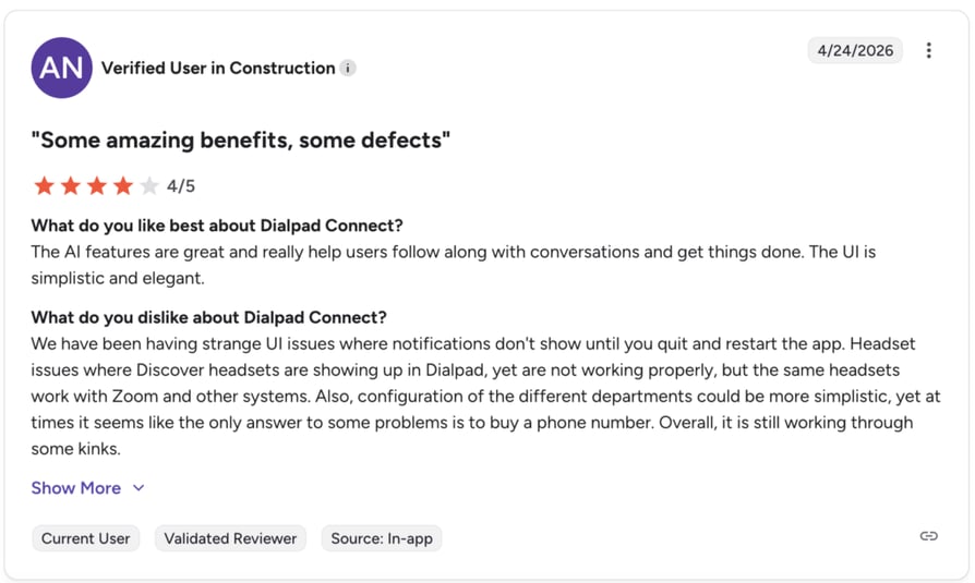 g2 review screenshot dialpad