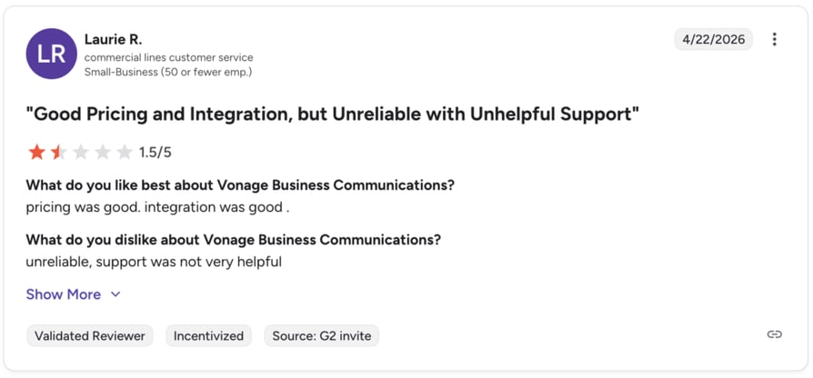 g2 review screenshot vonage