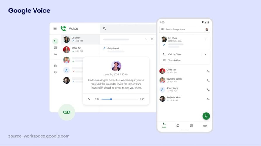 Google Voice calling app for PC interface