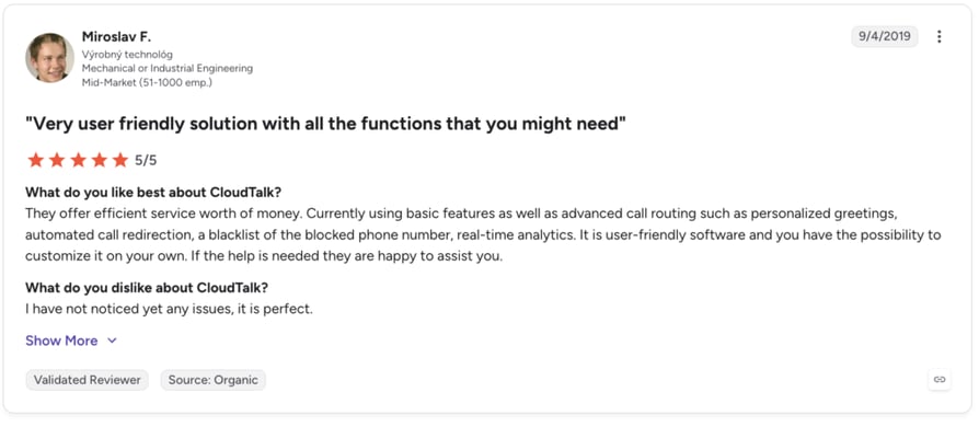 cloudtalk reviews and rating on g2