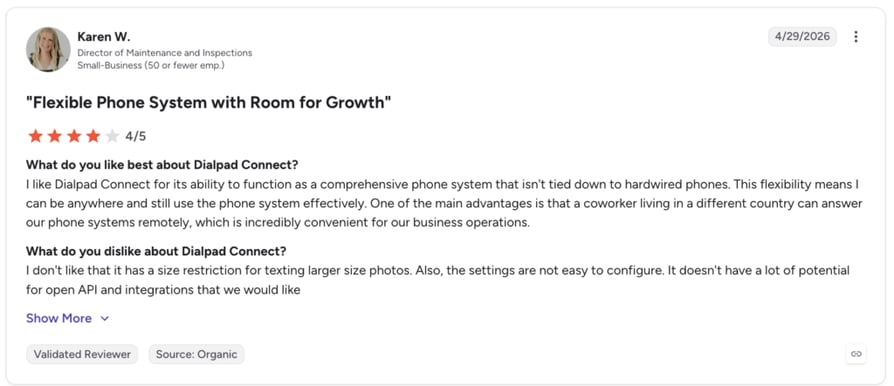 dialpad reviews and rating on g2