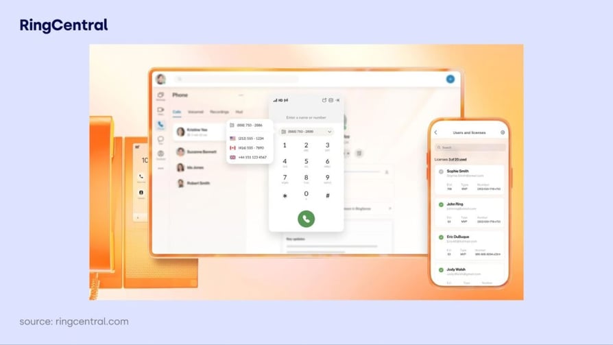 RingCentral calling software for PC interface
