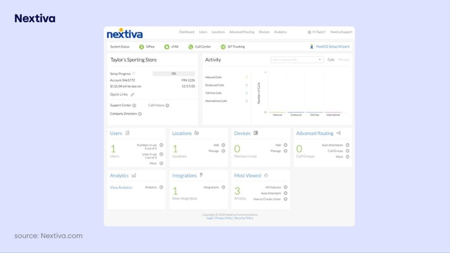 Nextiva call software interface
