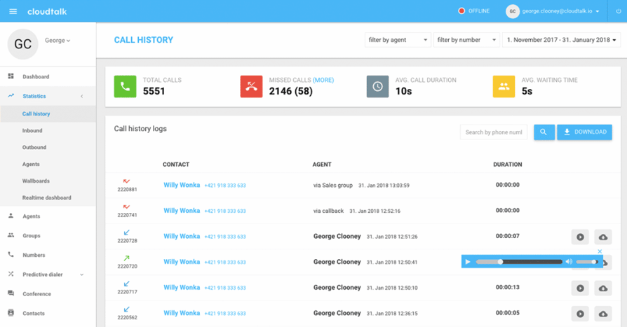 customer activity report - tool for call centers Call center history