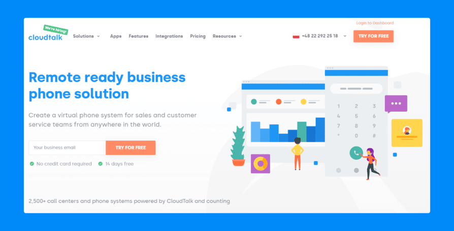 CloudTalk home page blue outline