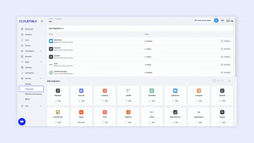 cloudtalk integrations call center features