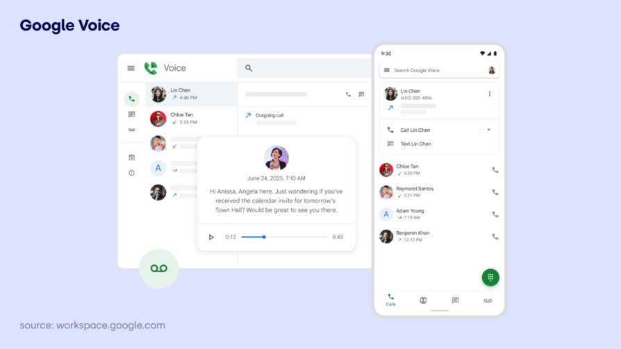 Google Voice Desktop & Mobile Interface
