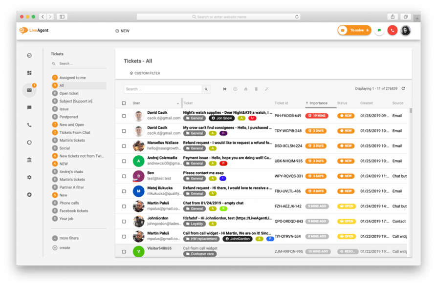 Liveagent dashboard