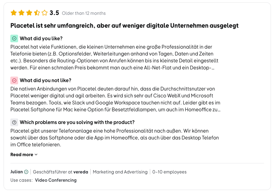 Recensione OMR Placetel
