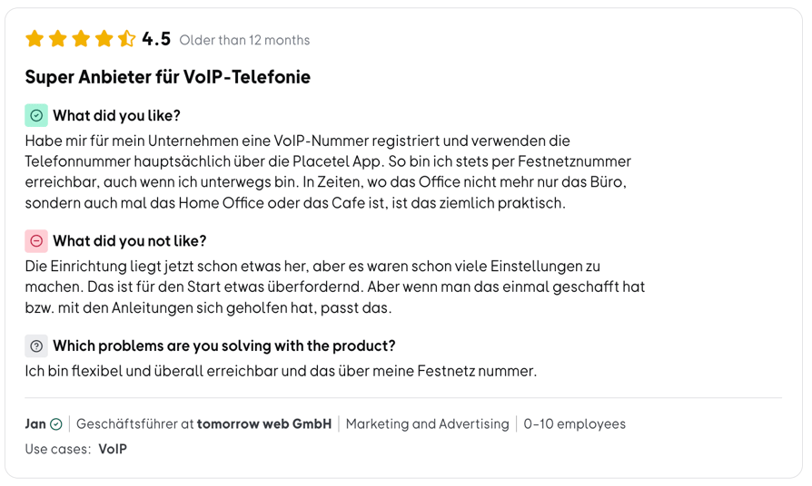Recensione OMR Placetel