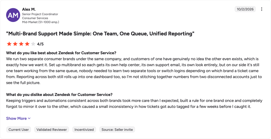 reseña de zendesk en g2