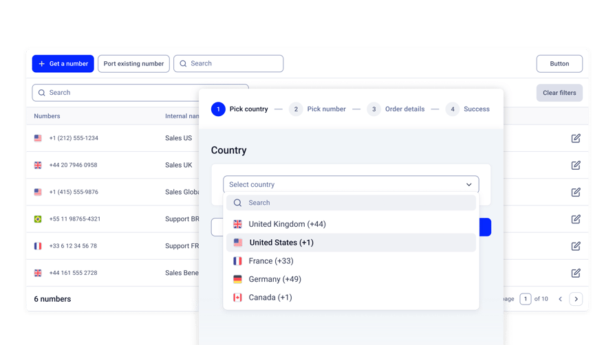Elegir un número local por país en CloudTalk