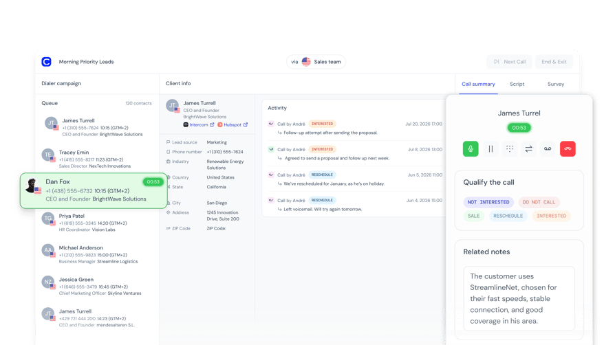 CloudTalk parallel dialer software running multiple simultaneous outbound calls for one agent